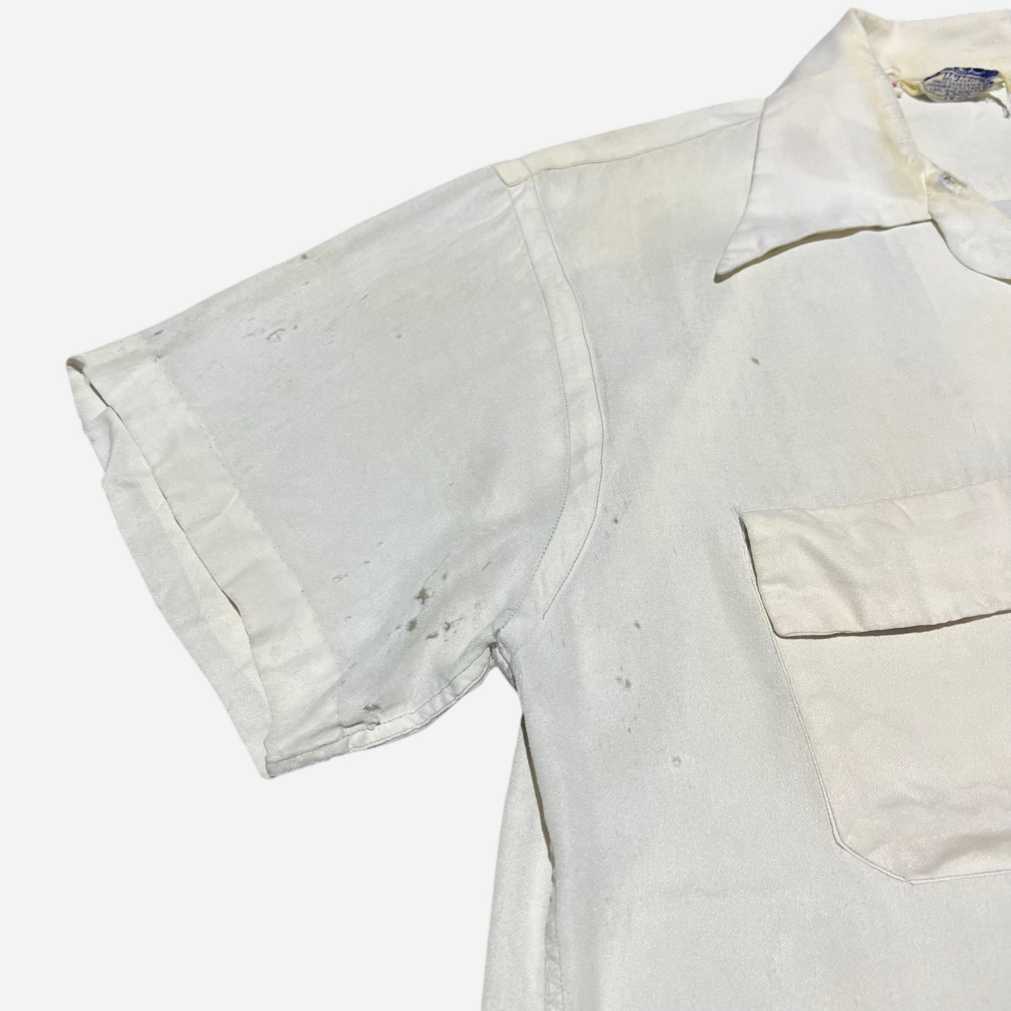 1950s Pilgrim white nylon loop collar shirt (M)