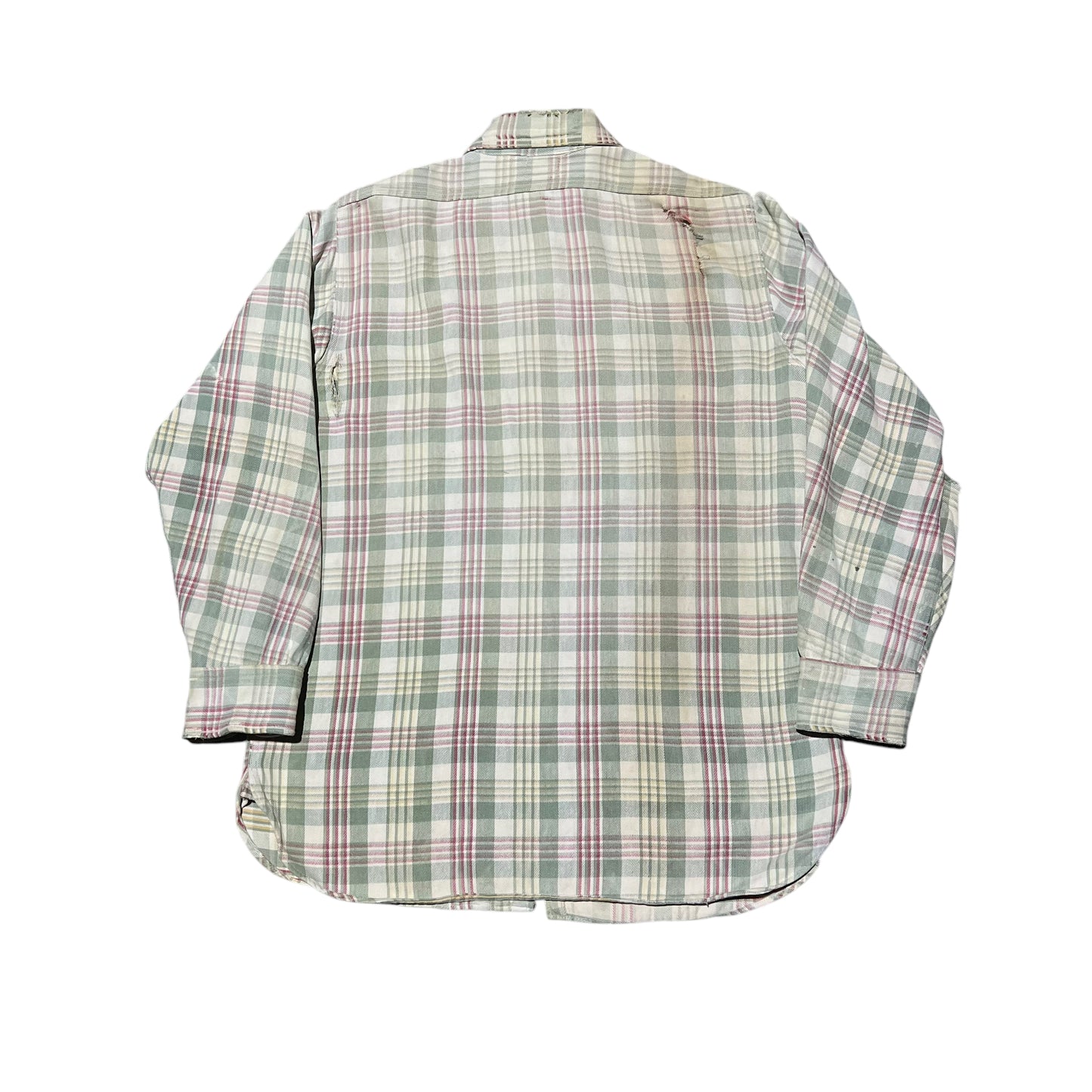 1940s Wards Sun Valley cotton plaid shirt flannel (L/XL)