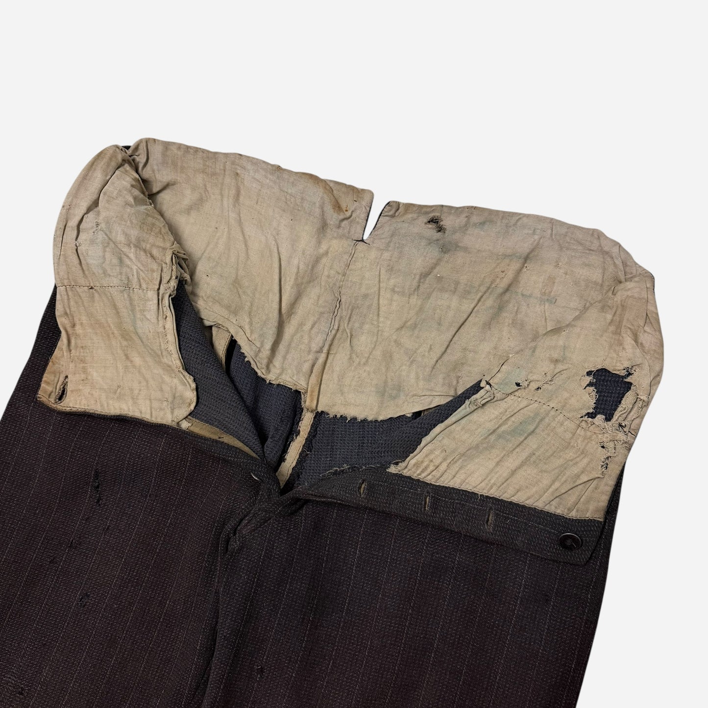 1900s Wool/cotton blend dark purple buckle back pants (35w)