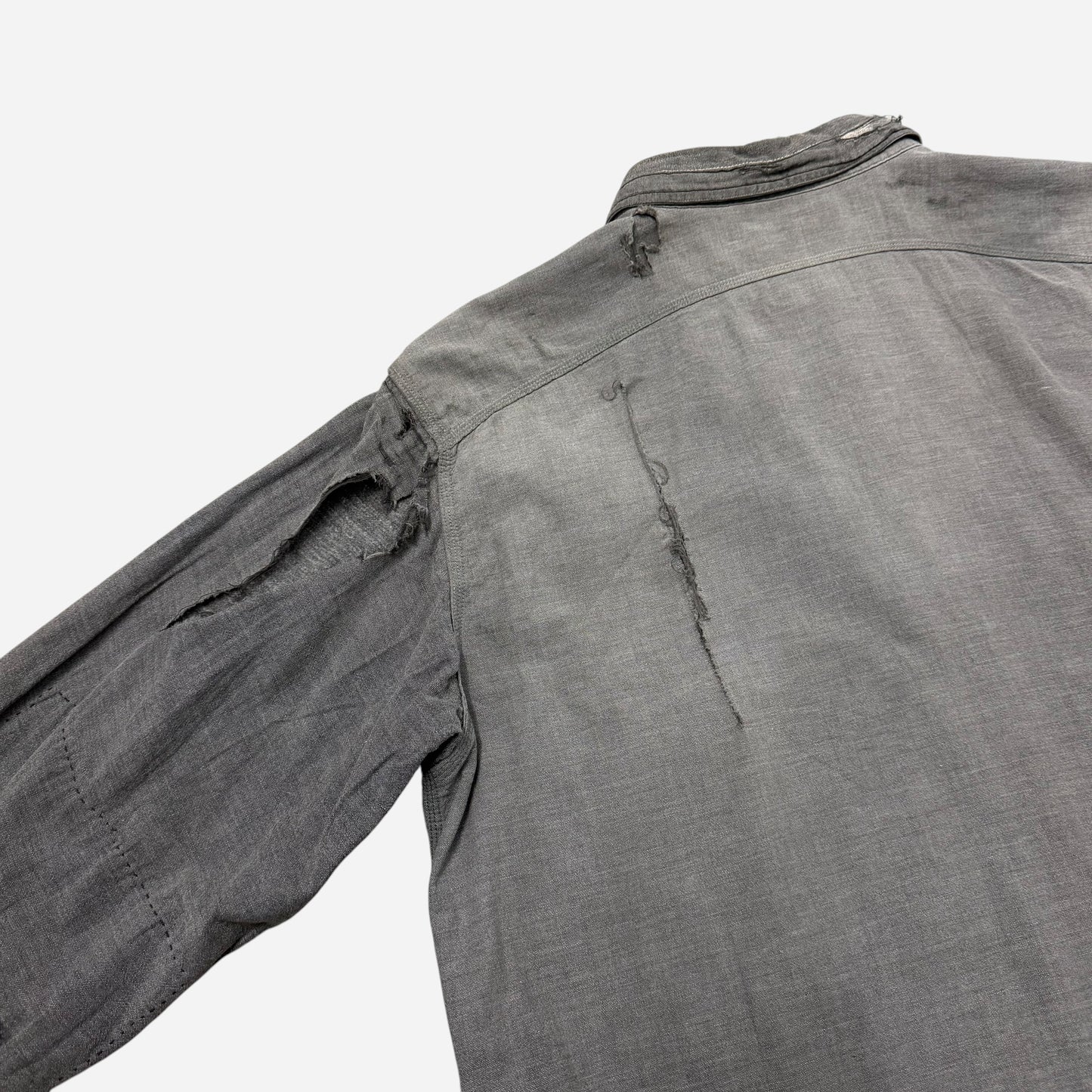 1930s Big Yank gray chambray cigarette pocket work shirt (XL)