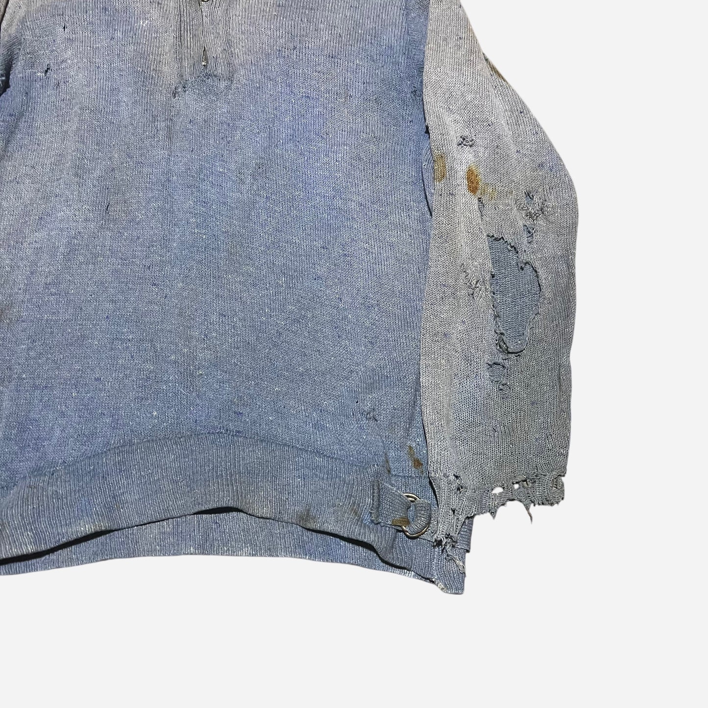 1930s Blue wool zip cardigan farmer worn (S)