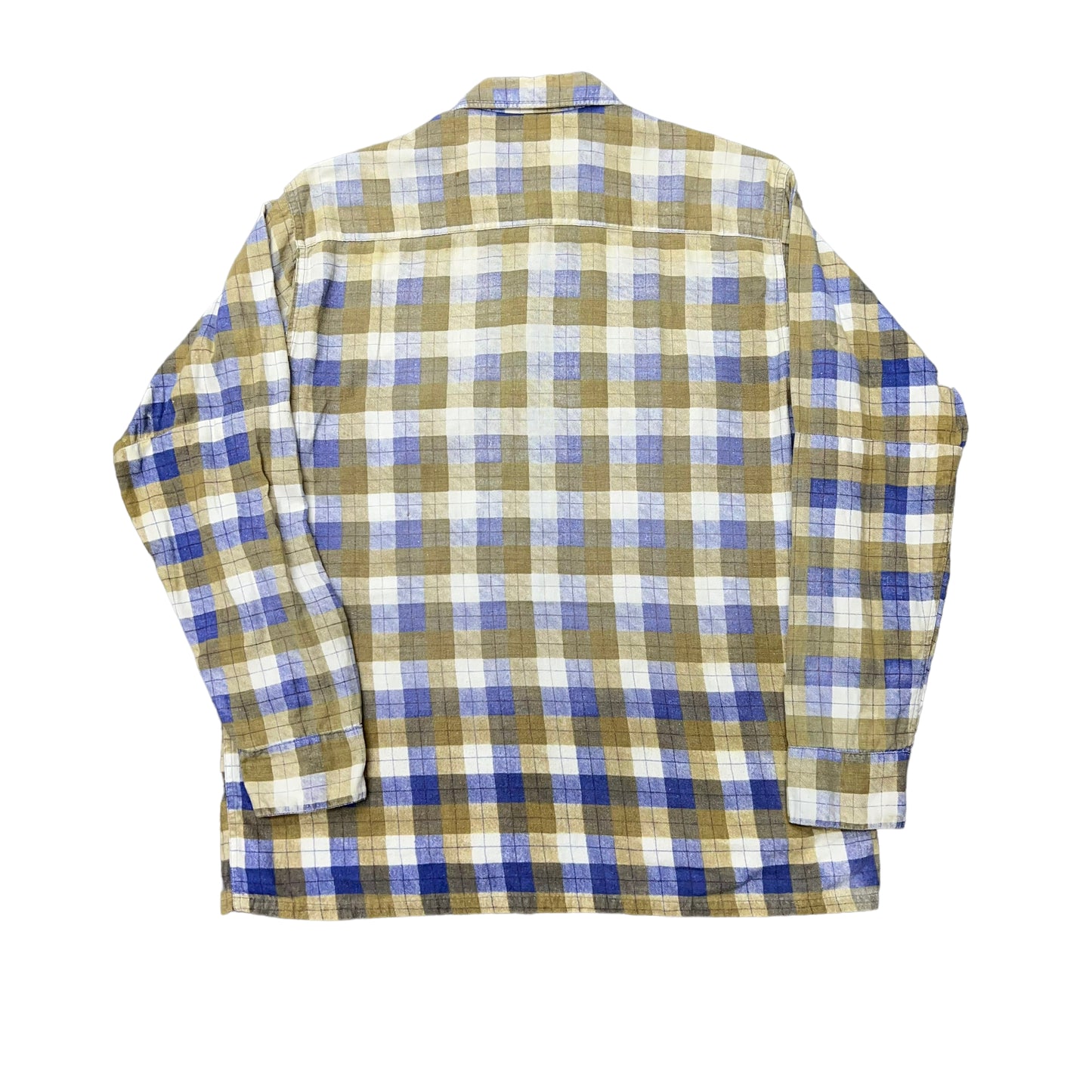 1950s Foxdale repaired cotton plaid shirt flannel (M)