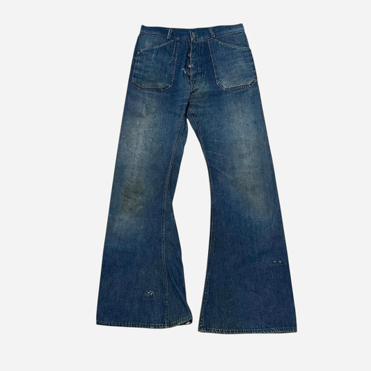 1940s Civilian purchase shipyard worker USN enlisted fatigue pocket lace back flared denim (33w)