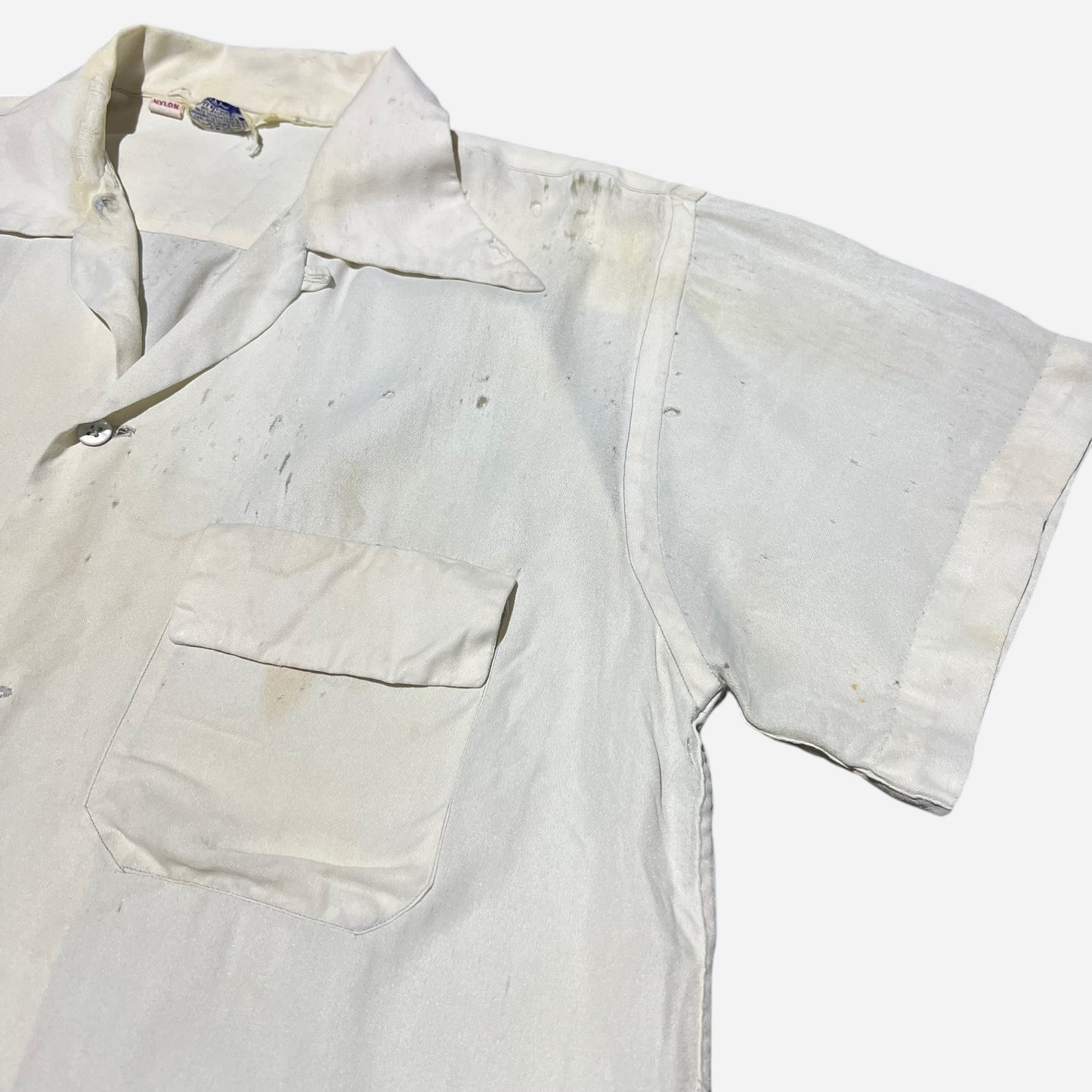 1950s Pilgrim white nylon loop collar shirt (M)