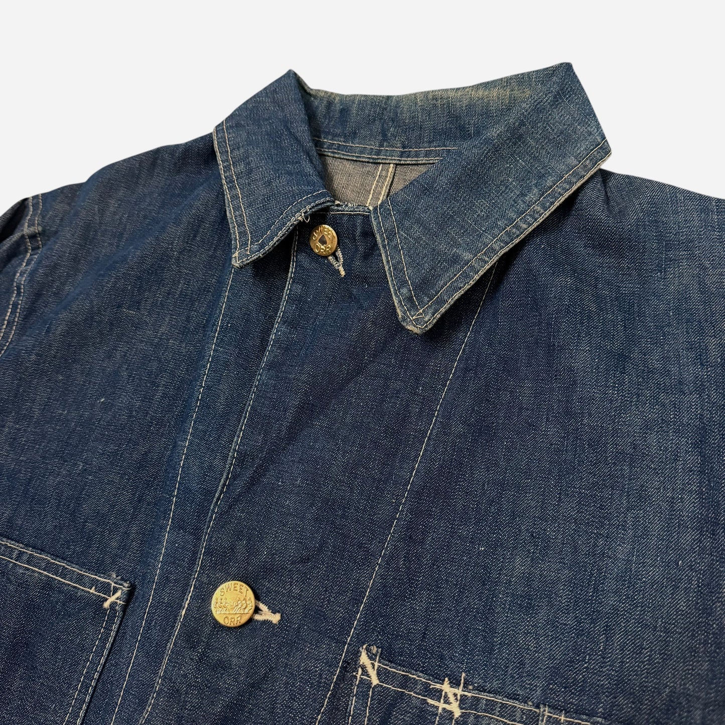 1940s Sweet Orr wobble button ace of spade denim chore jacket (XL)