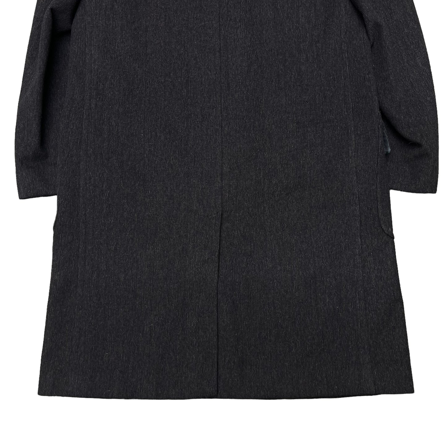 1950s Black textured wool long overcoat (L)