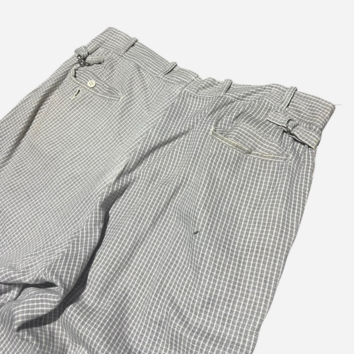 1930s 1940s White checkered pattern side clasp summer pants (34w)