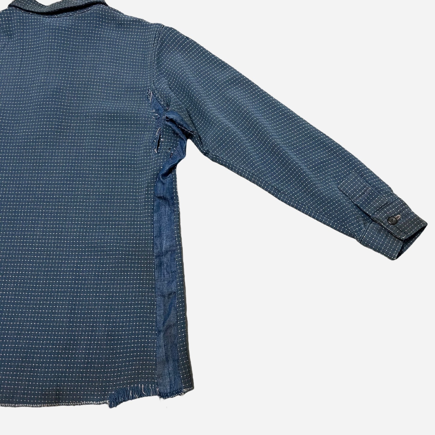 1920s Heavy cotton/ jacquard blue polka dot pattern shirt (S/M)