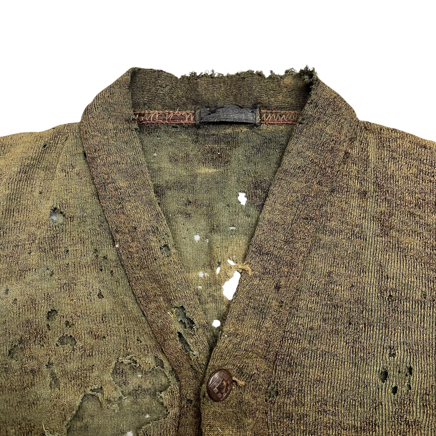 1920s 1930s Distressed moss green wool cardigan (S/M)