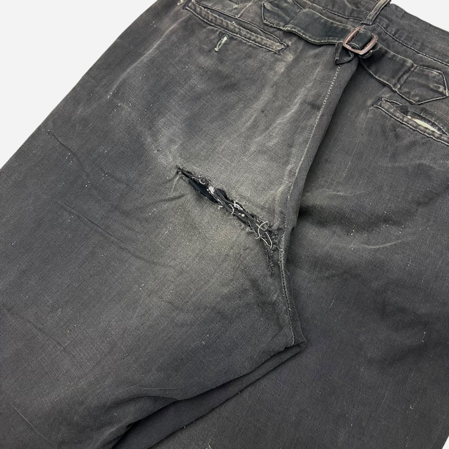 1950s Black cotton buckle back work pants (31w)