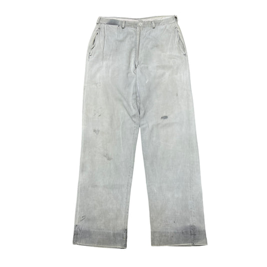 1940s Sun faded grey buckleback cotton work pants (30w)