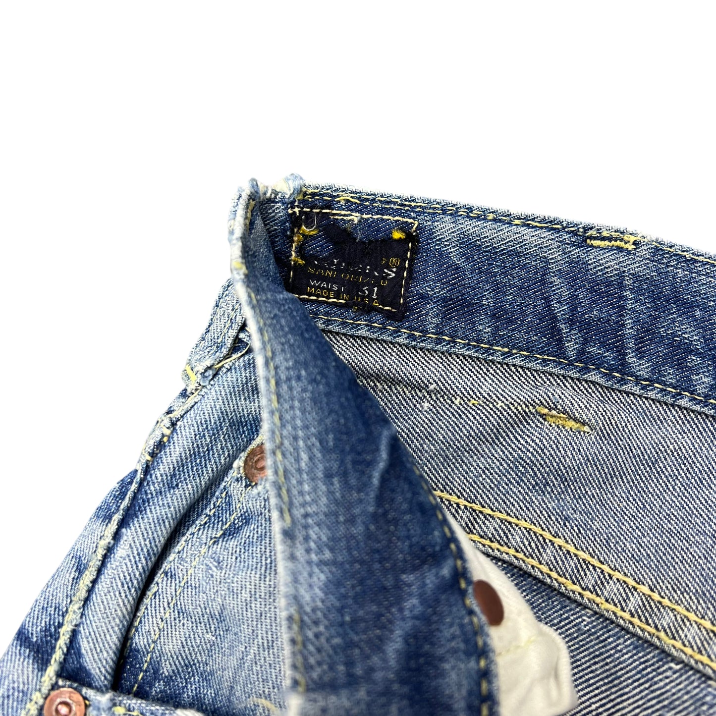 1960s Lee Riders faded distressed cowboy denim jeans (30w)