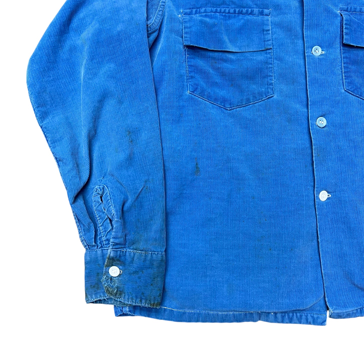 1950s Blue corduroy button up shirt (S/M)