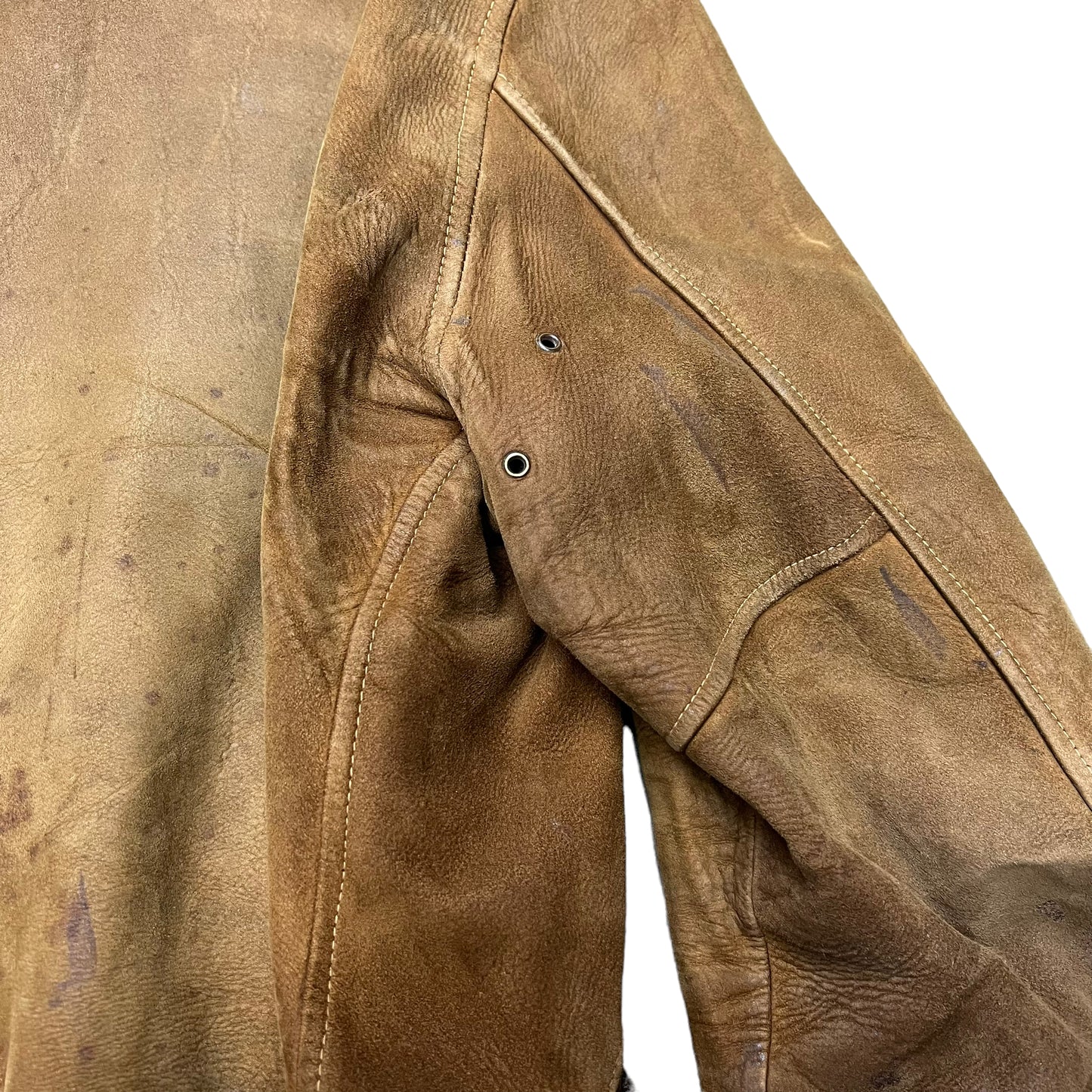 1930s Brown calfskin leather talon grommet zipper jacket (M/L)