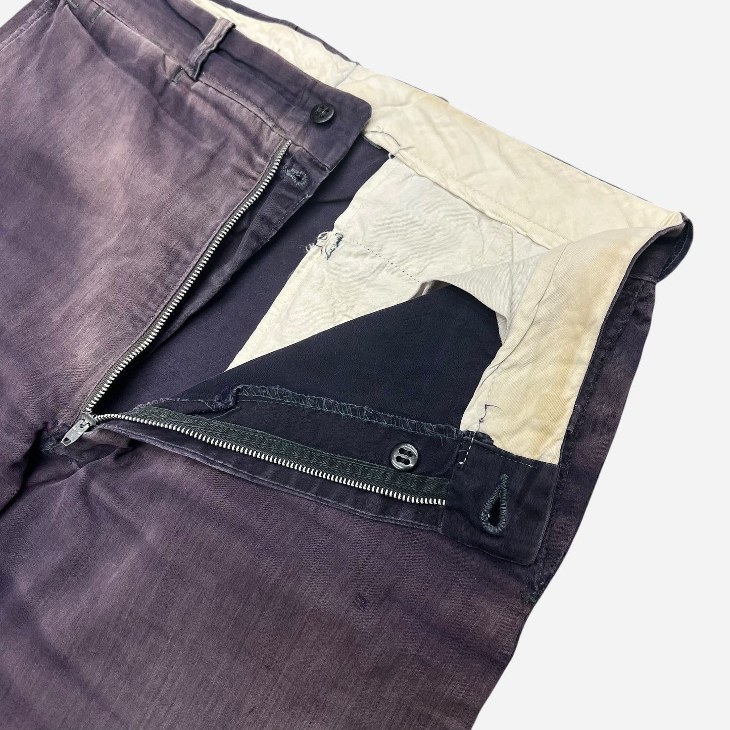 1950s Sweet Orr purple sun faded cotton buckle back work pants (31w)