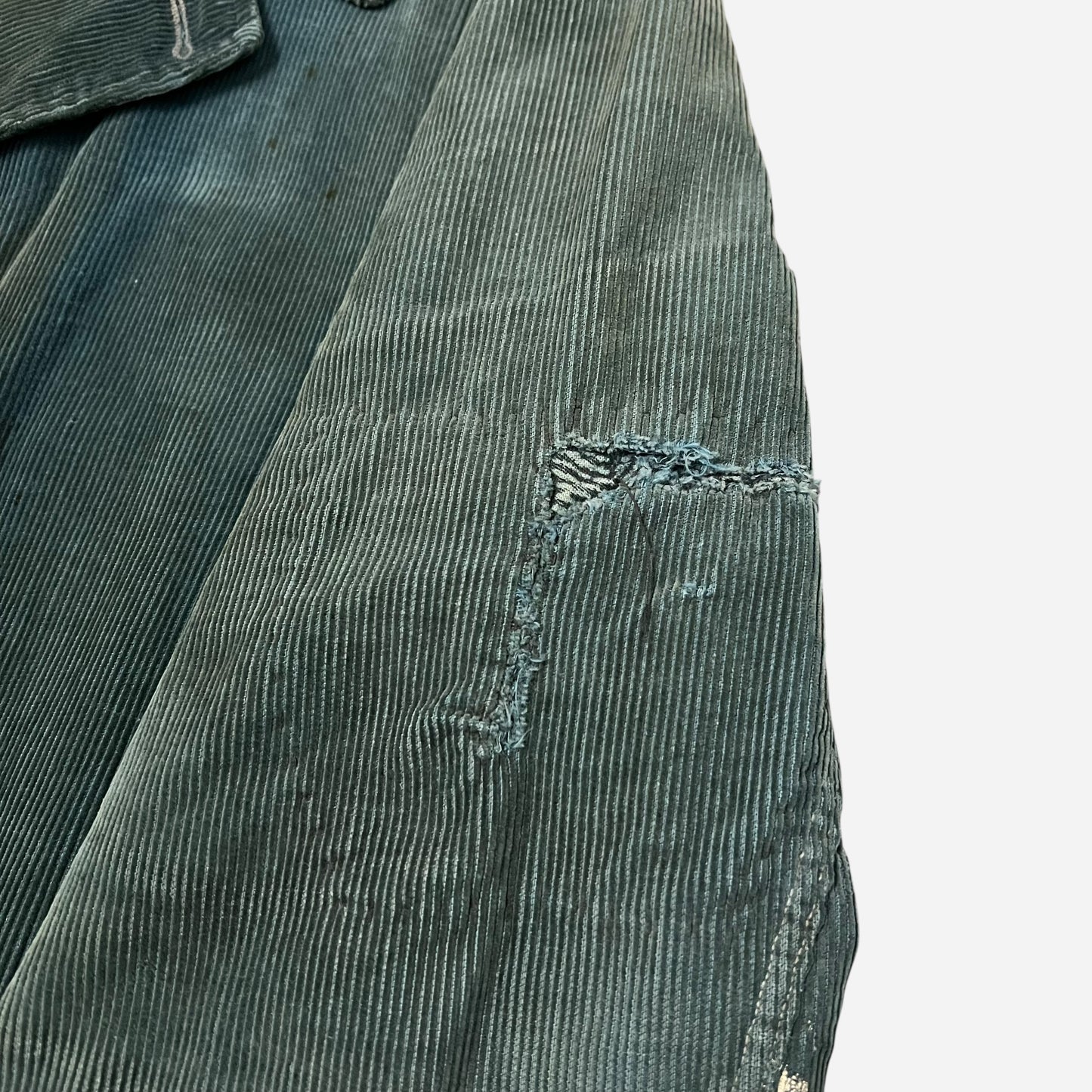 1940s “Rugby” green sun faded corduroy jacket cotton plaid lined (L)