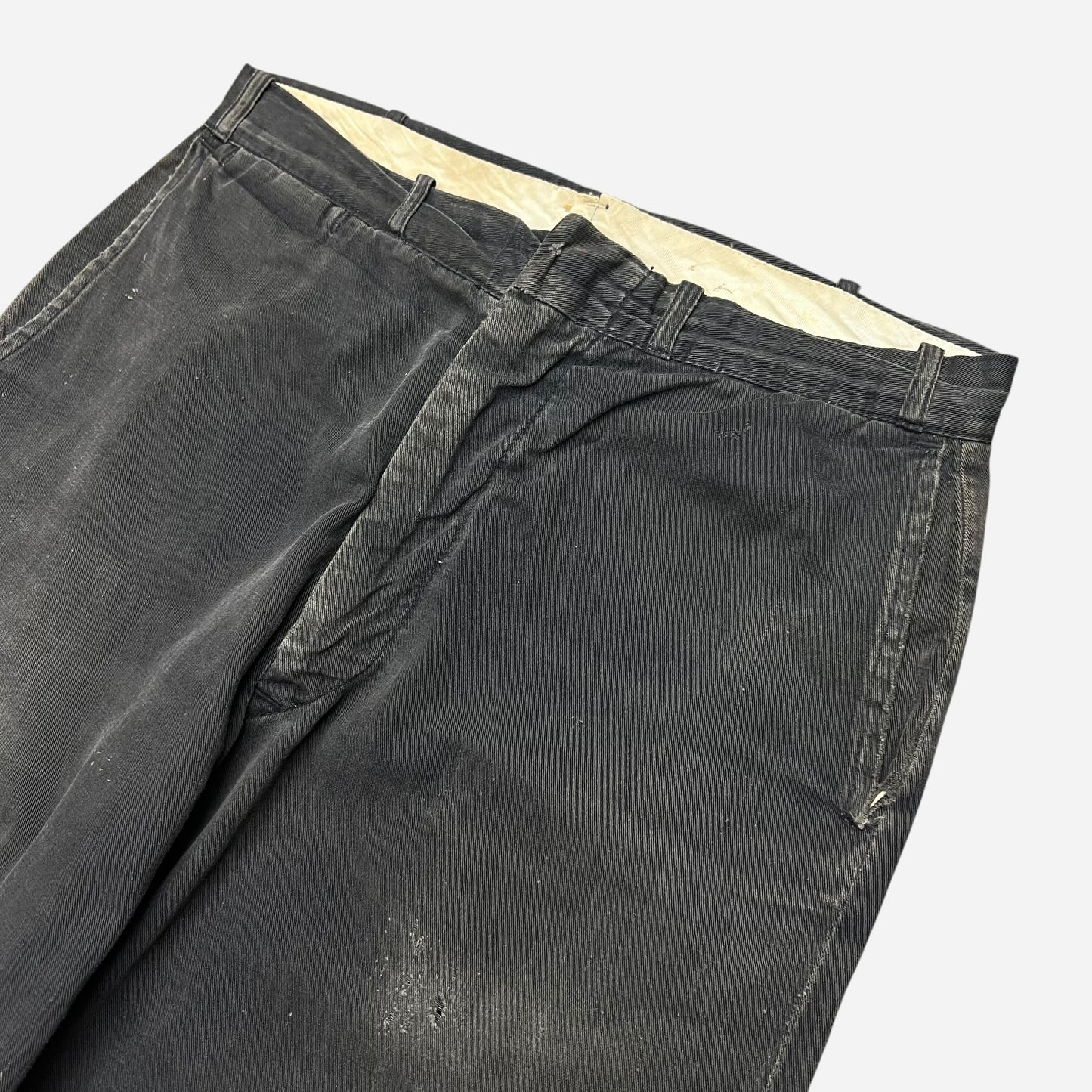 1950s Black cotton buckle back work pants (31w)
