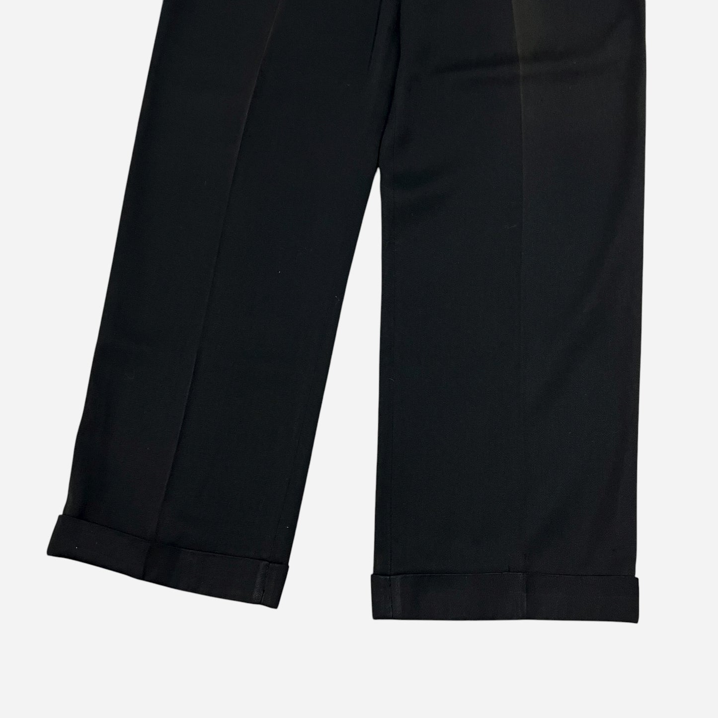 1950s Black rayon pleated drop loop pants (30w)