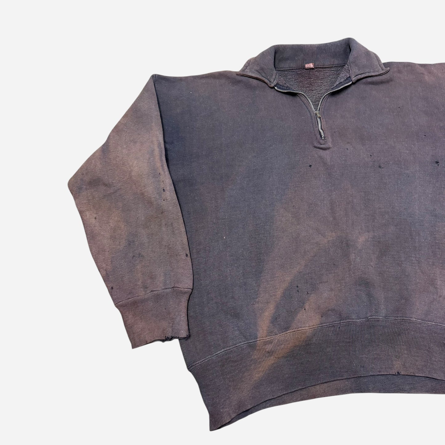 1950s Sun faded blue quarter zip collared sweatshirt (XL)