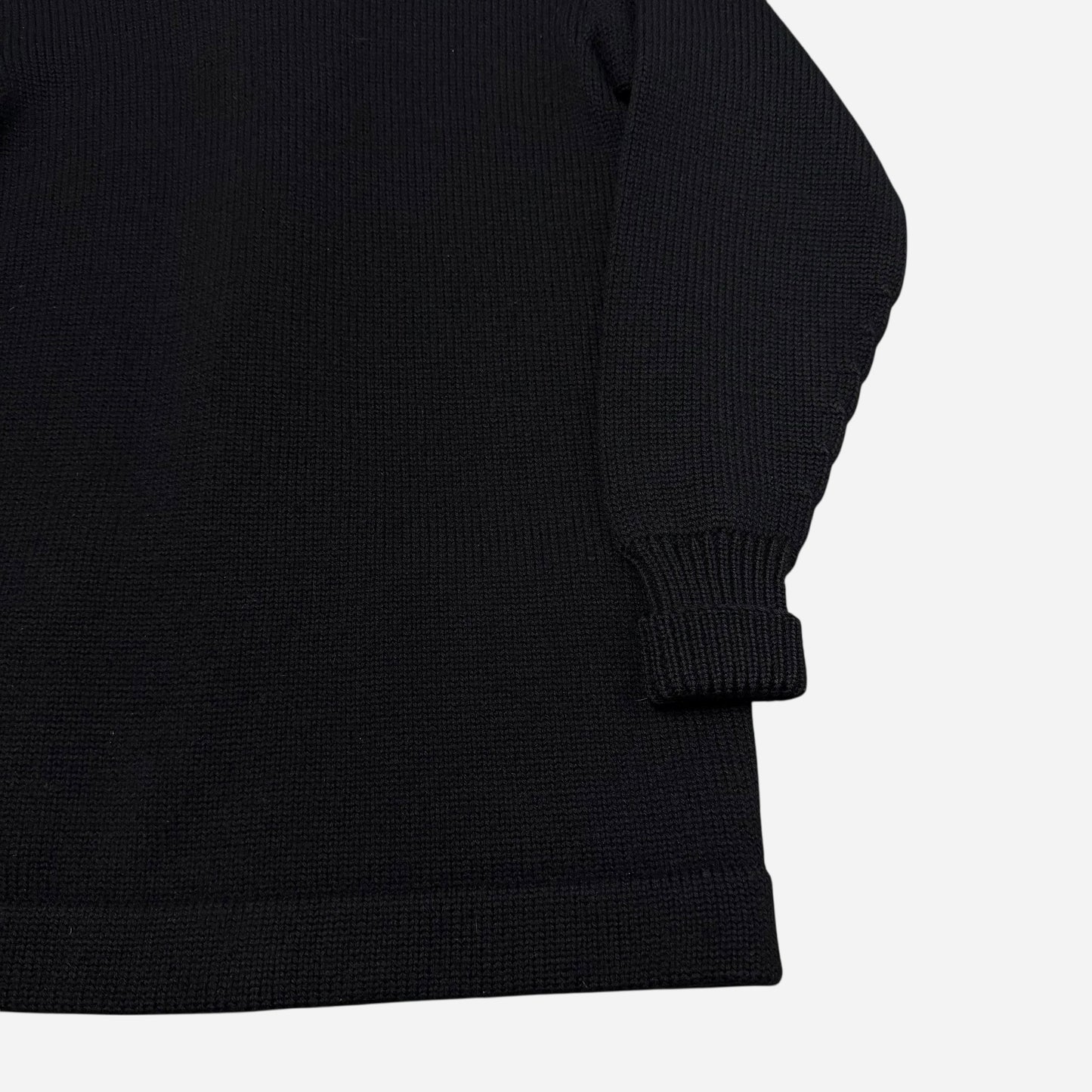 1940s Black wool knit cardigan sweater (M)