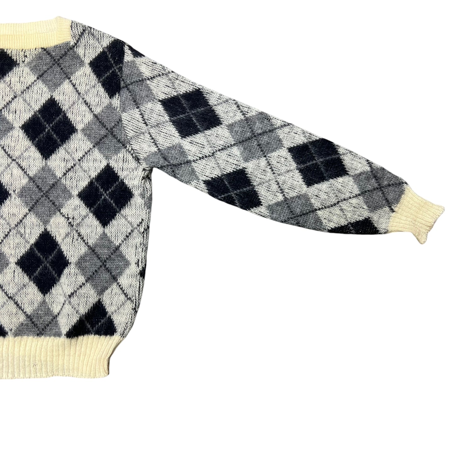 1970s Jantzen black & grey plaid mohair sweater (XL)