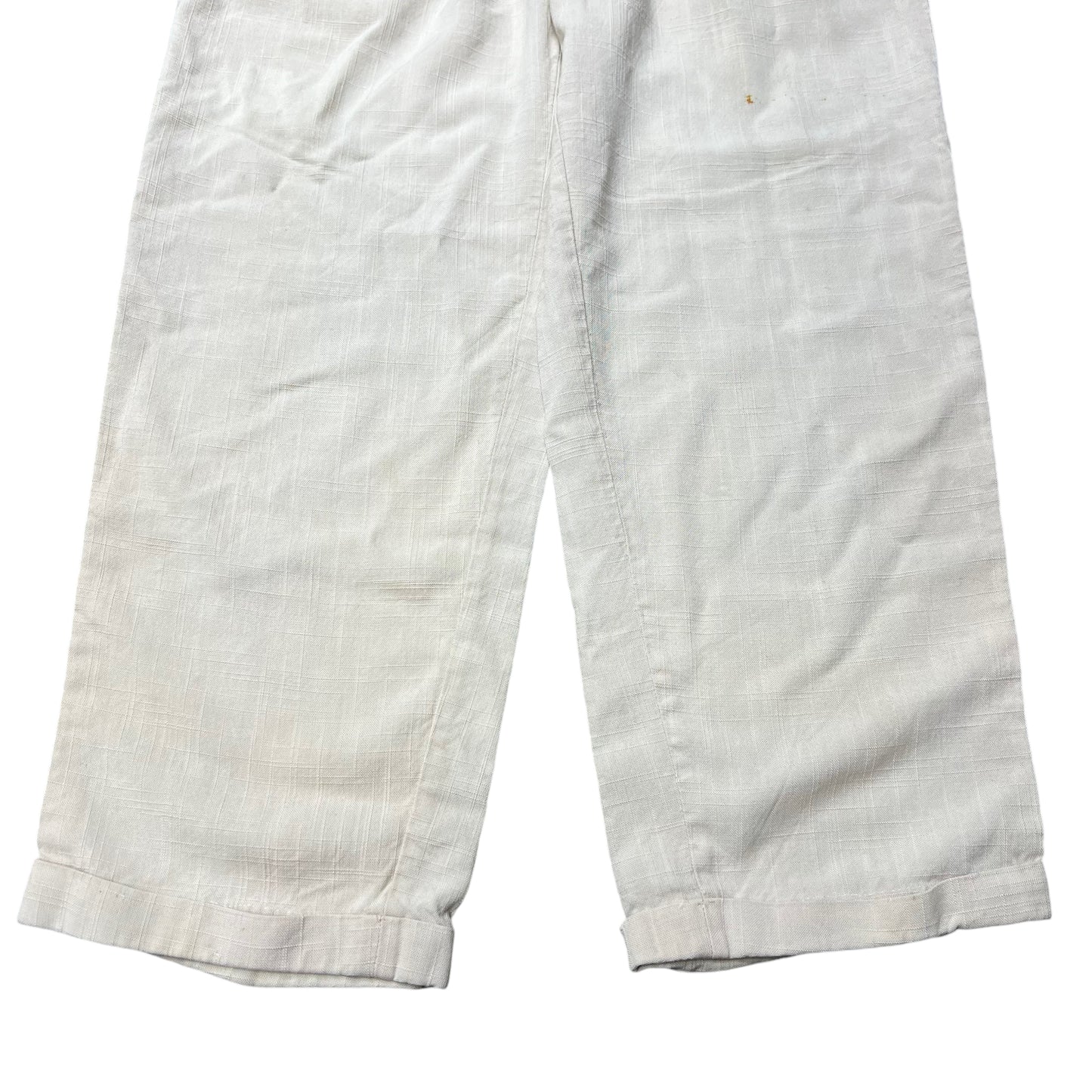 1940s Pleated white linen pants (31w)