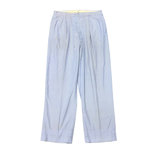 1940s Thin cotton blue striped summer pants (34w)