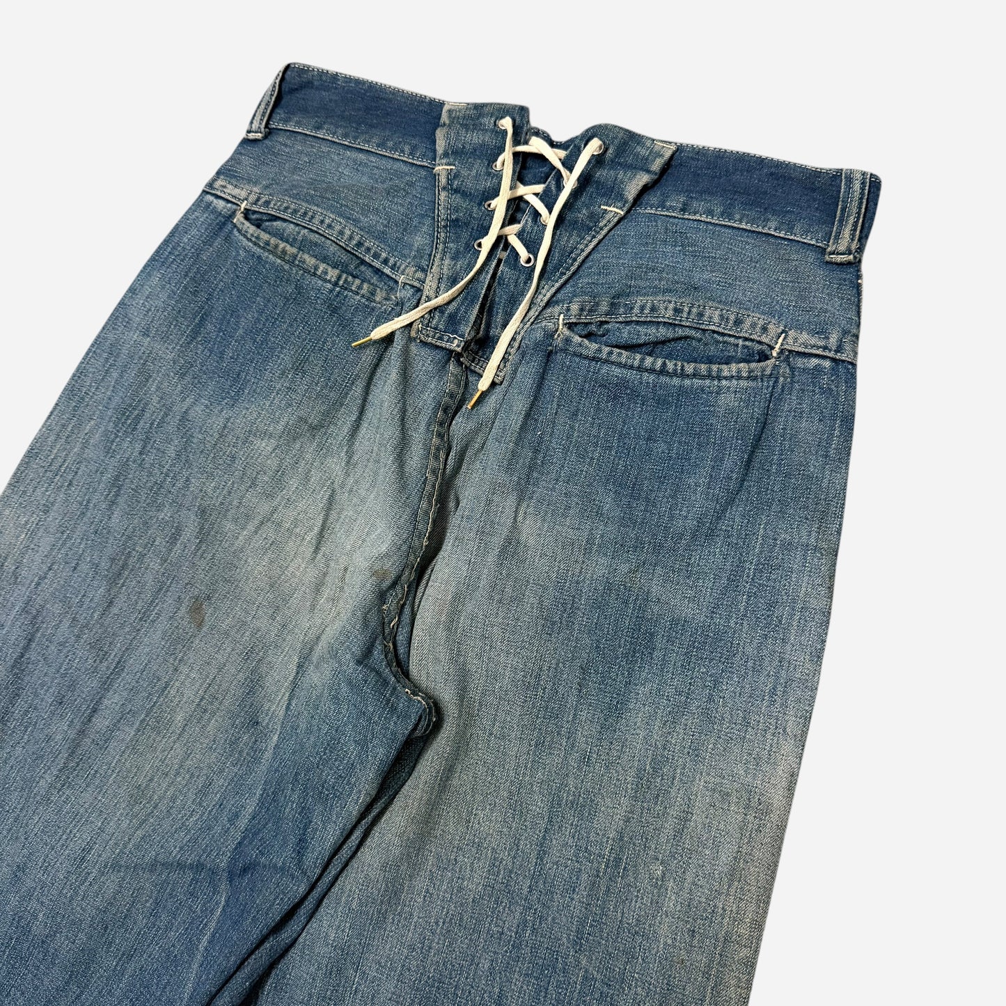 1940s Anvil lace back donut button fly boot cut jeans (28w)