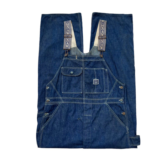 1930s N&W dark wash denim overalls (38w)