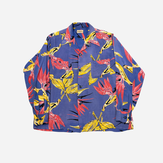 1940s Towncraft rayon/acetate Hawaiian print loop collar shirt (M)