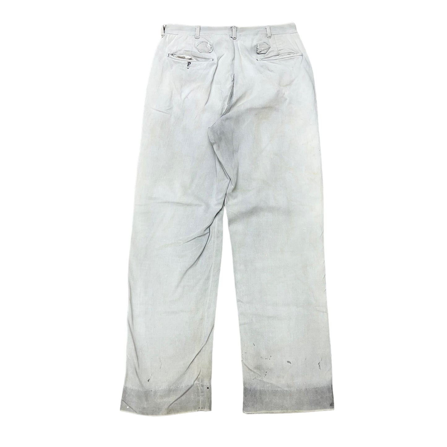 1940s Sun faded grey buckleback cotton work pants (30w)