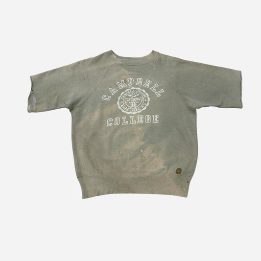 1960s Sun faded green collegiate cut off sweatshirt (M)