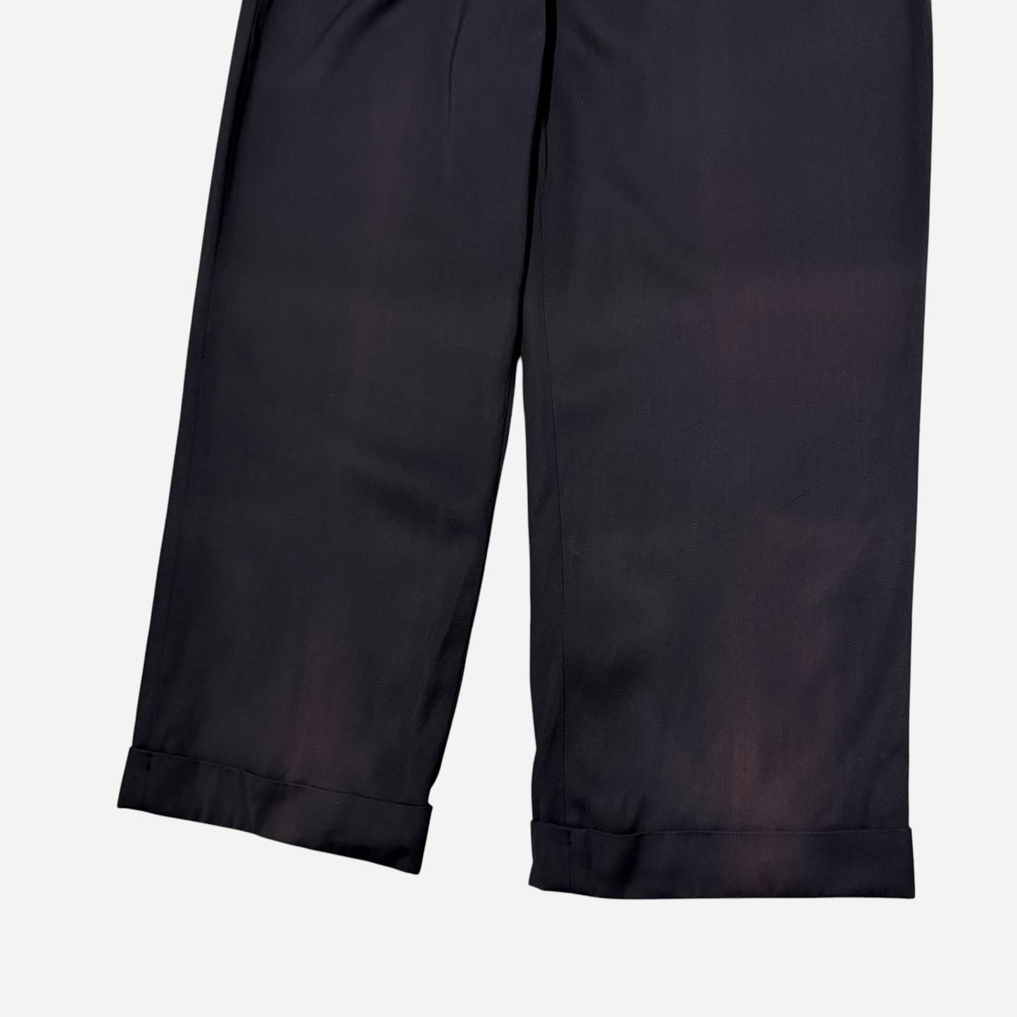 1950s Black sun faded rayon pleated pants (28w)