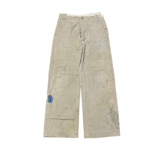 1940s Khaki button fly chino work pants (28w)