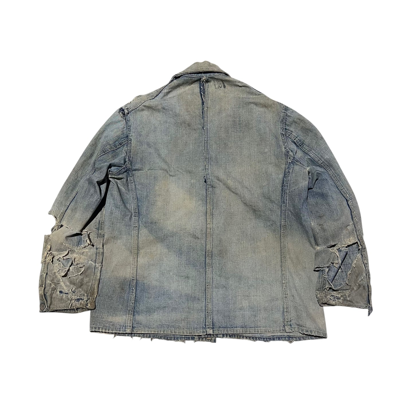 1930s Distressed Indian button denim chore jacket (S/M)