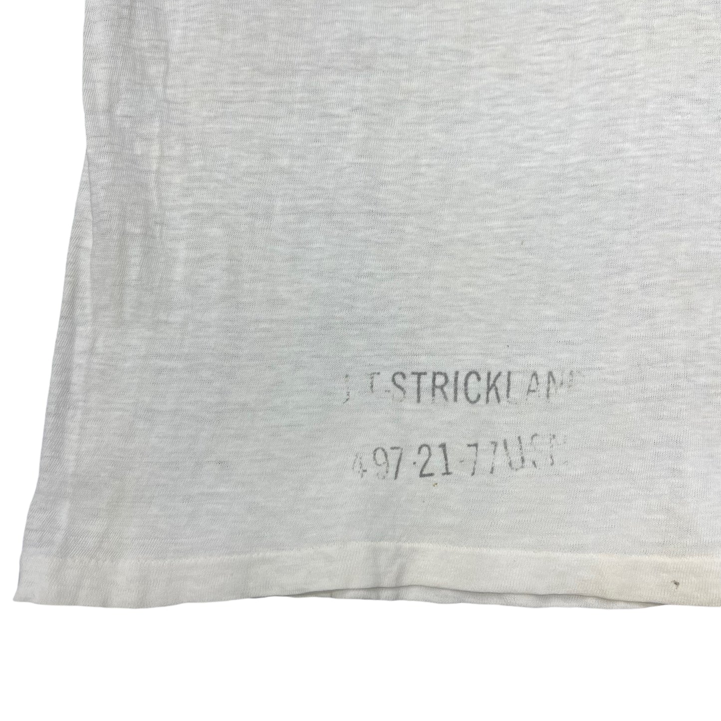 1950s Thrashed USN Korean War stenciled thin white t shirt (M)