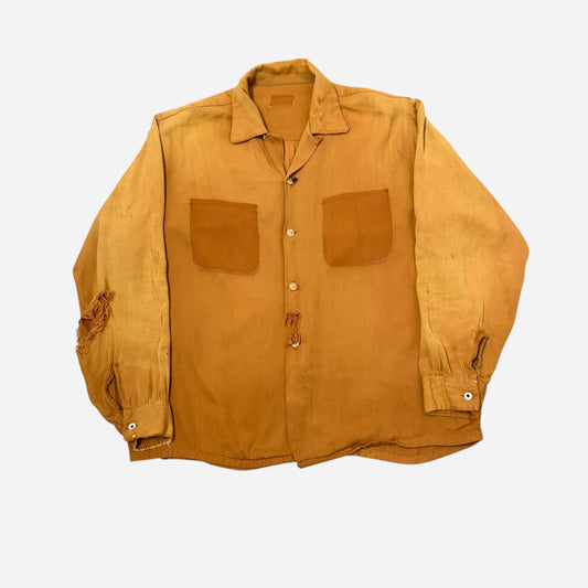 1950s Orange sun faded rayon loop collar shirt (L)