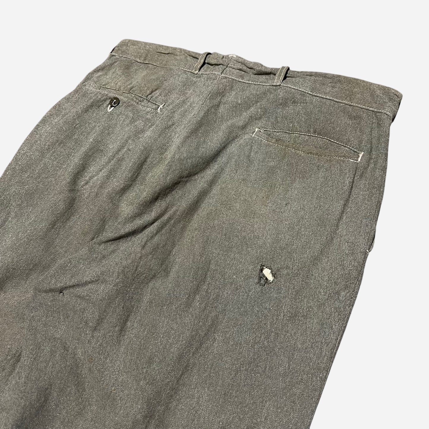 1930s 1940s Green salt and pepper light cotton work pants (32w)