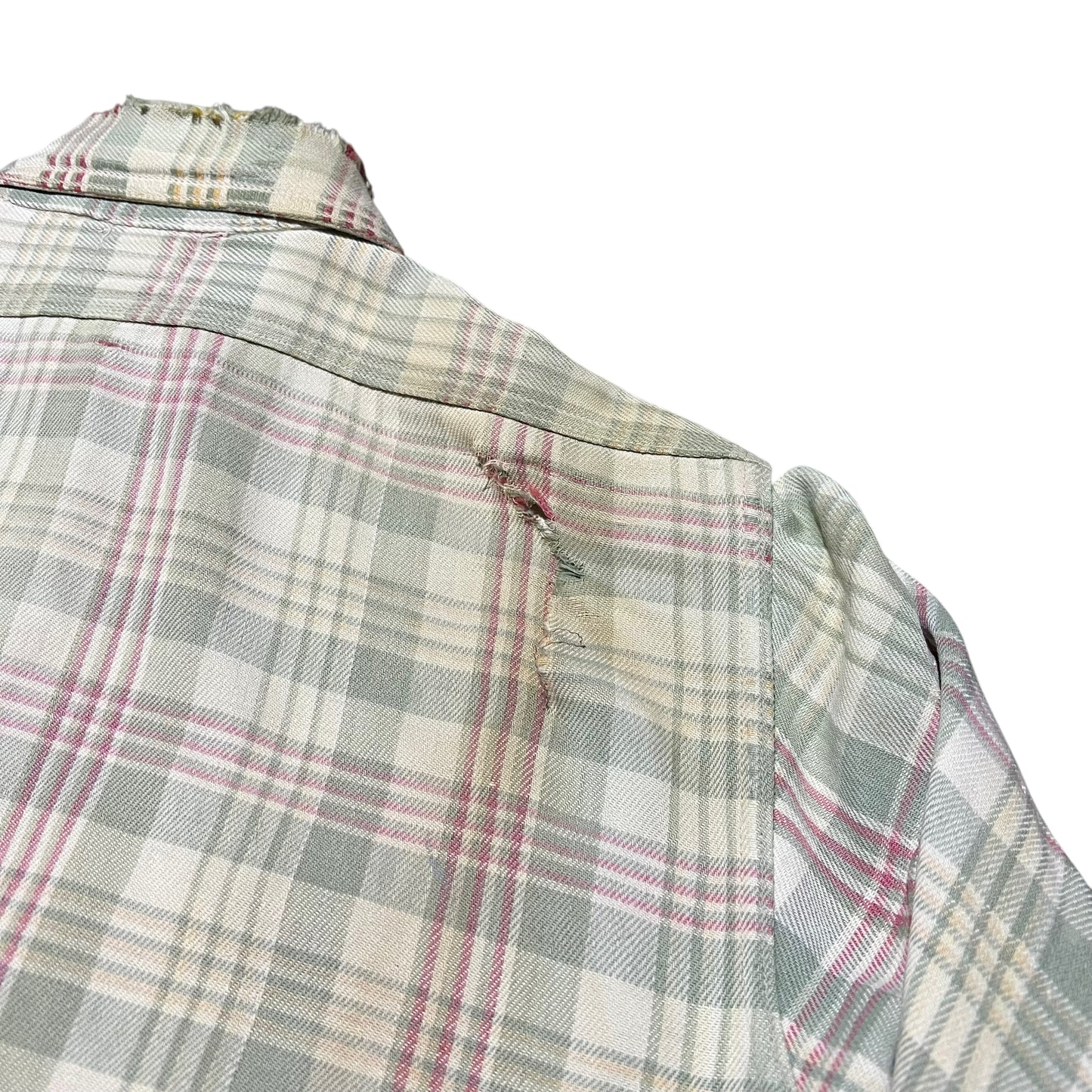 1940s Wards Sun Valley cotton plaid shirt flannel (L/XL)