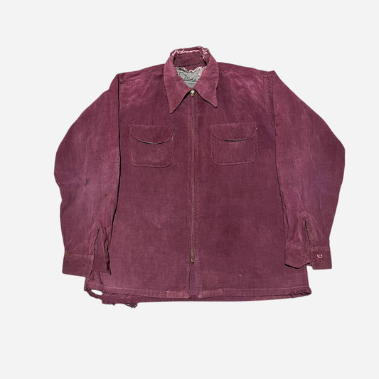 1950s Burgundy corduroy zip up shirt (M/L)