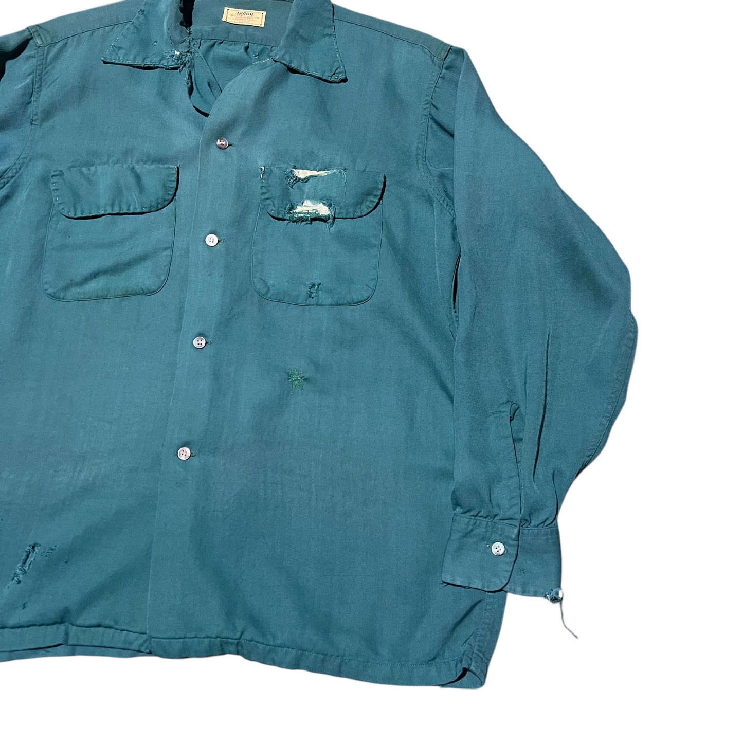 1950s Green rayon loop collar shirt (L/XL)