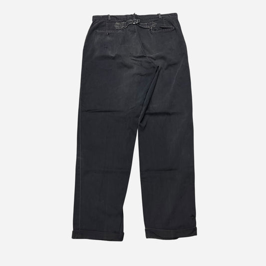 1950s Black cotton buckle back work pants (34w)