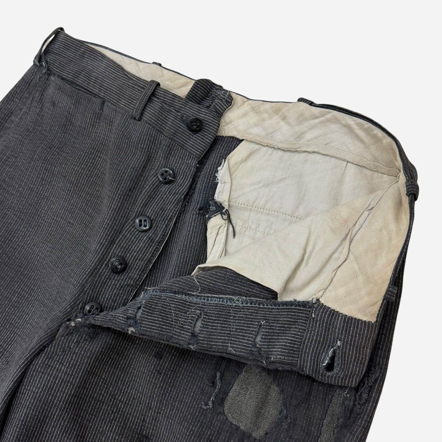 1940s Cone Hawthorne cotton moleskin salt & pepper button fly work pants