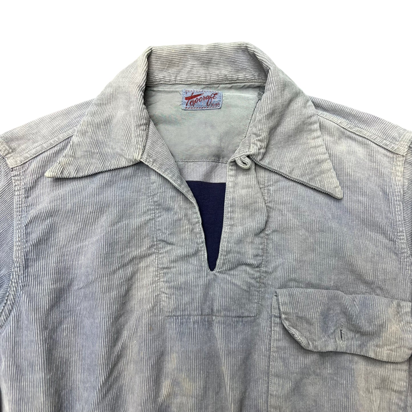 1950s Topcraft overdyed corduroy guancho loop collar shirt (XS-S)