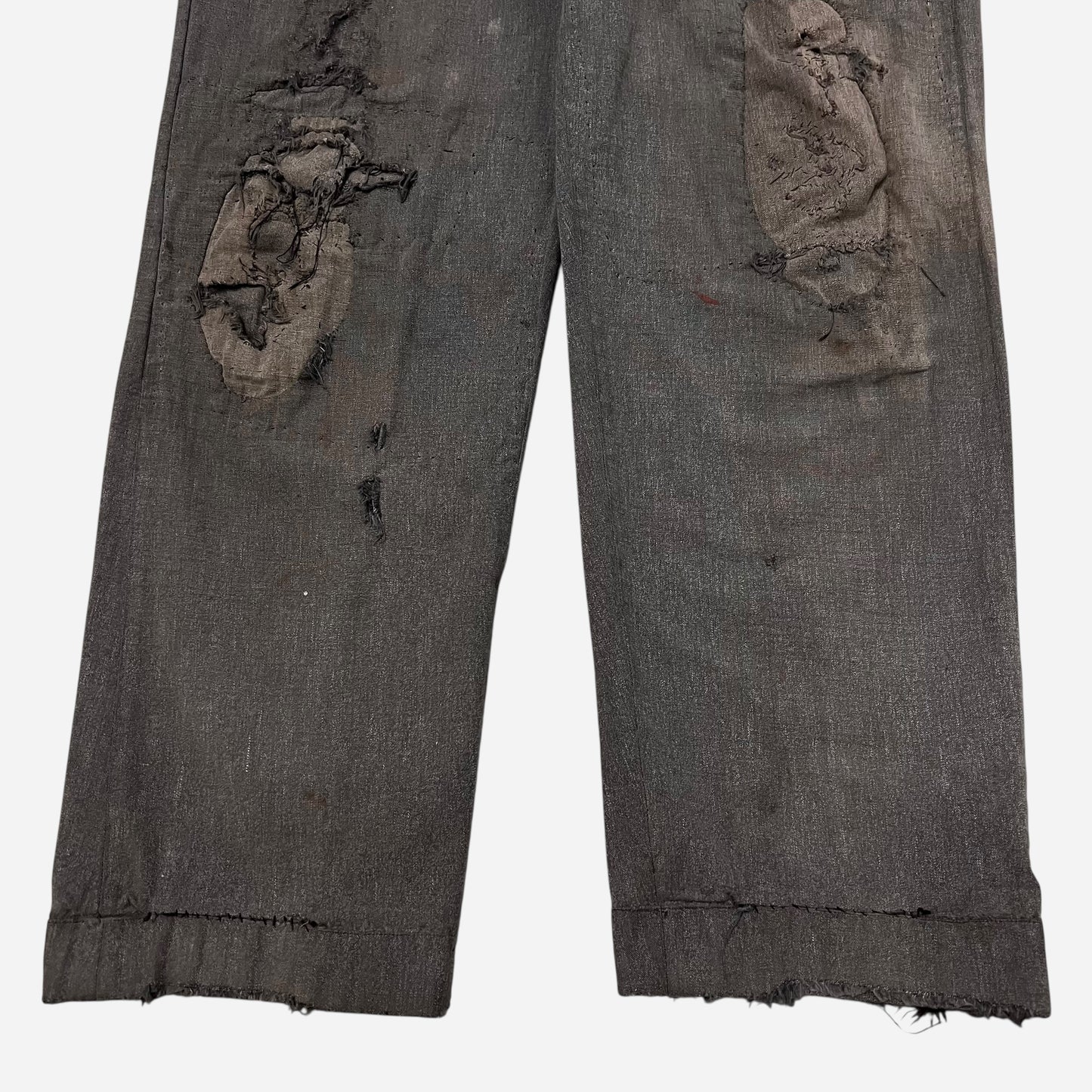 1950s Big Mac heavily repaired salt & pepper work pants (35w)