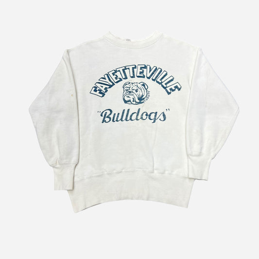 1950s Champion bulldog high school white sweat shirt (M)