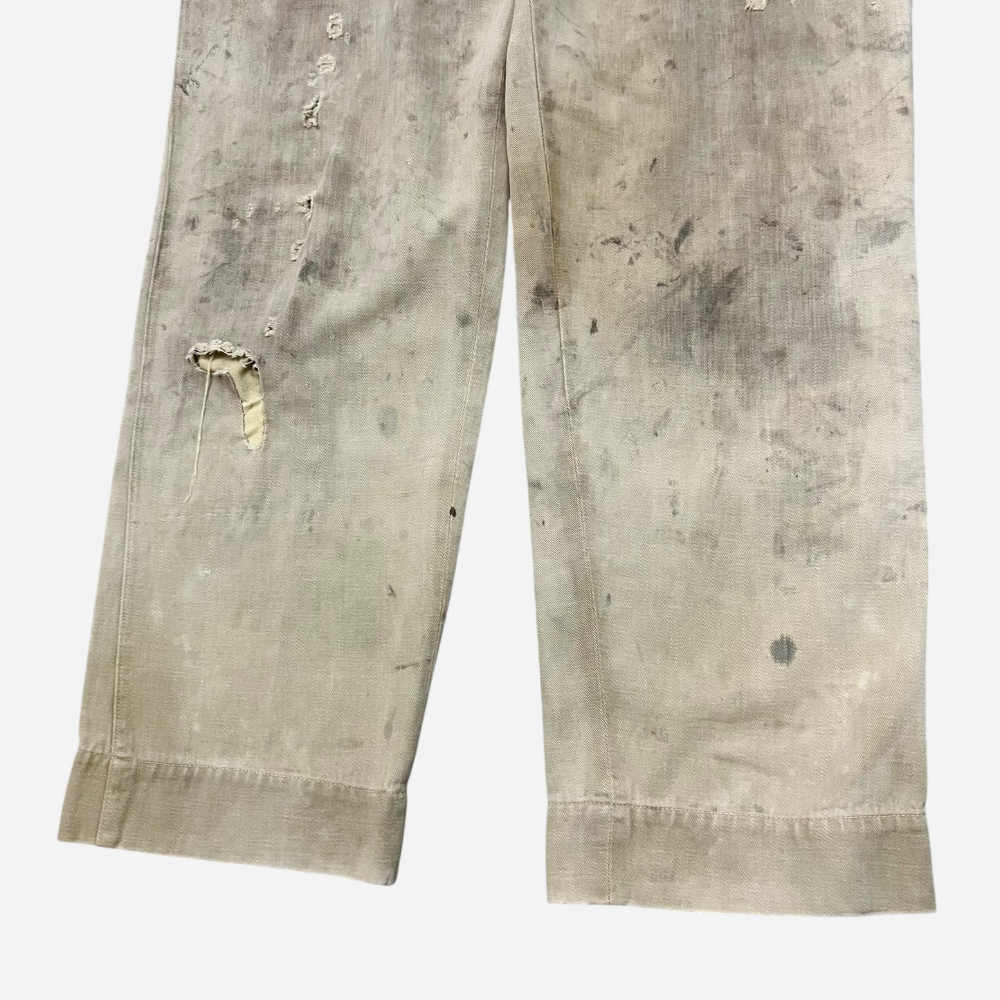 1930s Cream cotton button fly work pants (31w)