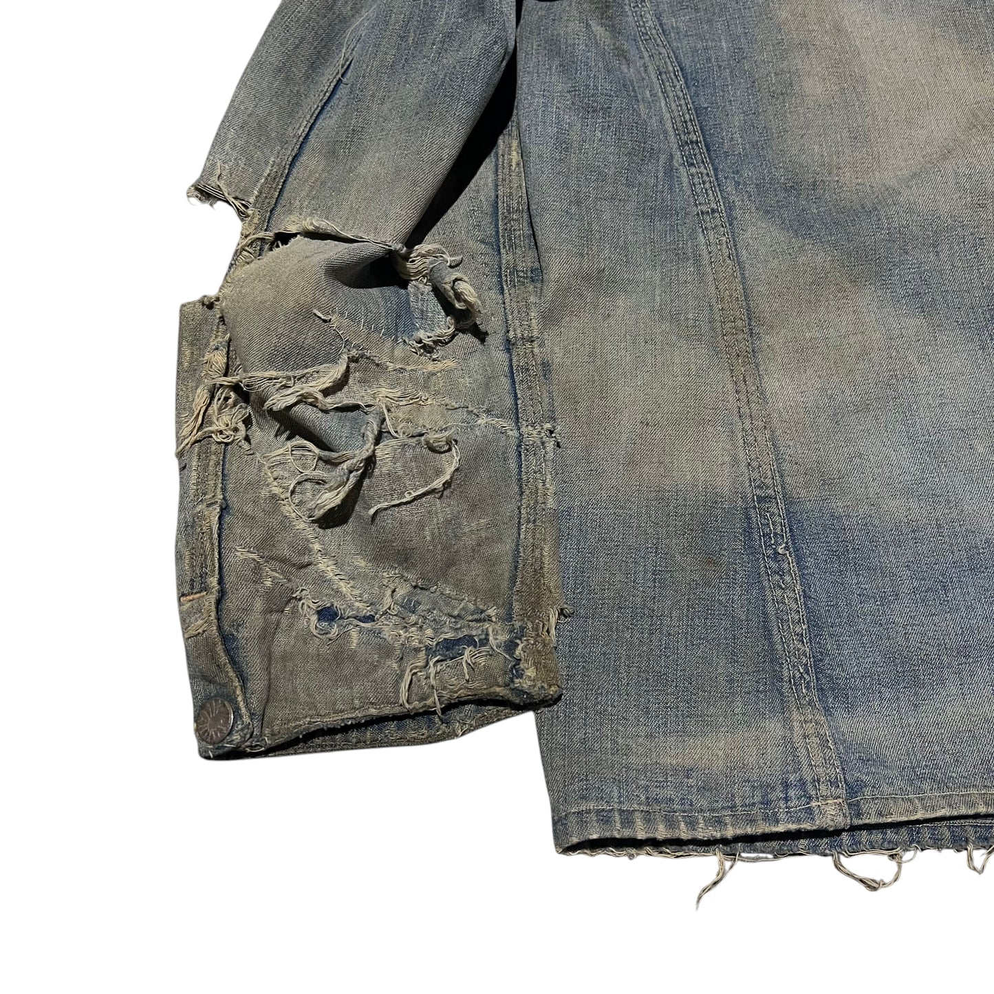 1930s Distressed Indian button denim chore jacket (S/M)