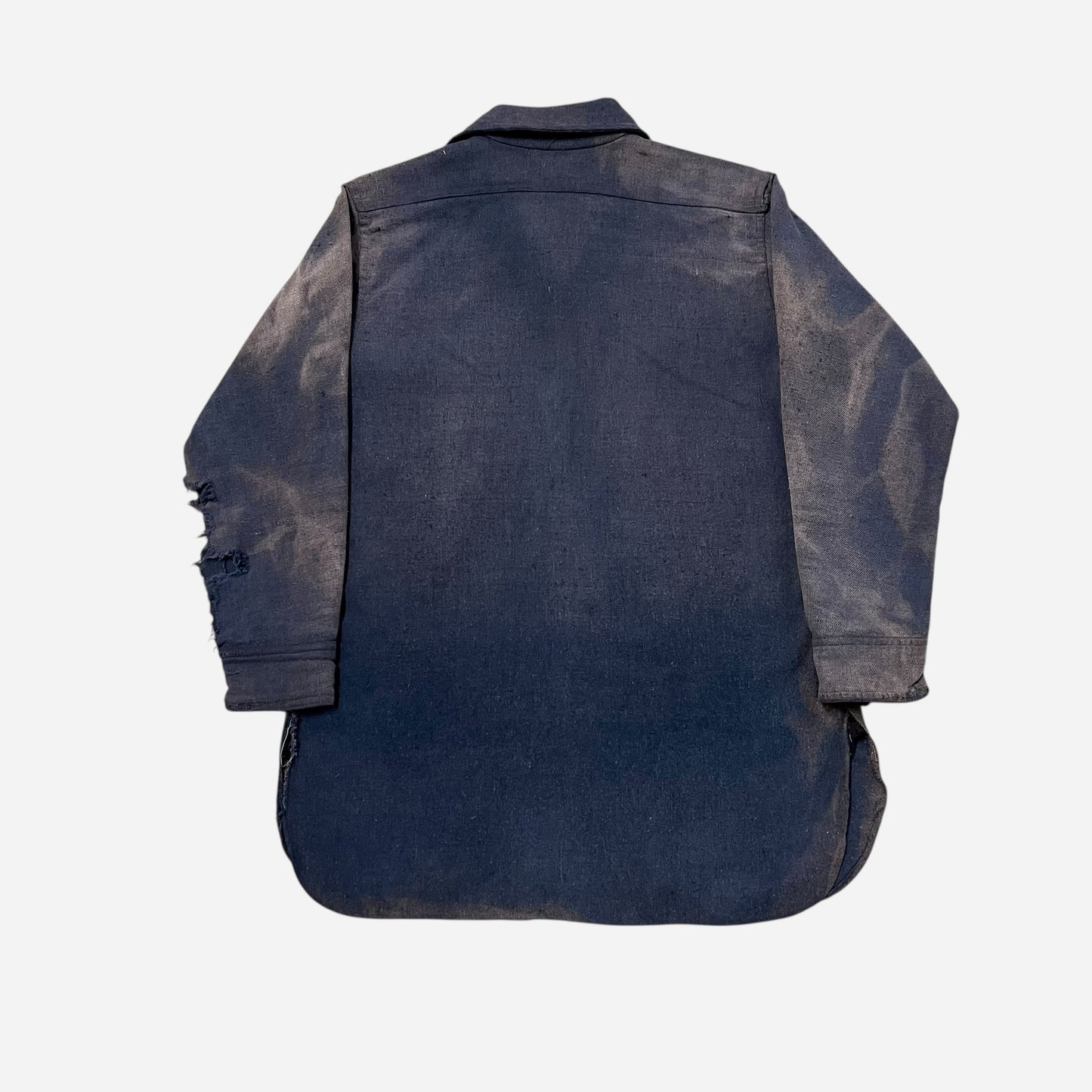 1930s Cherry Valley purple/navy cotton chinstrap pullover work shirt (M/L)