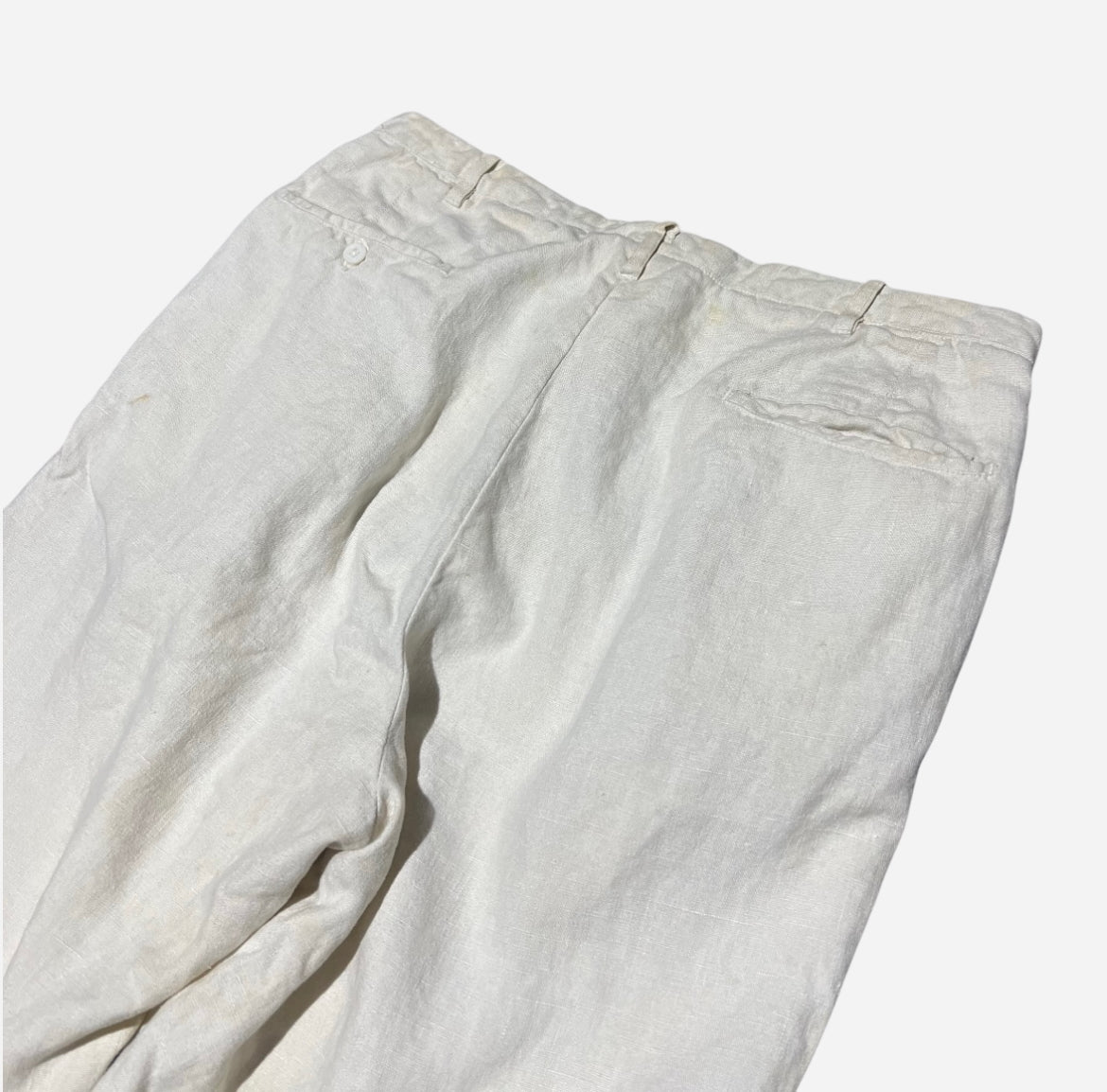 1930s Happy Man white linen pleated pants (29w)